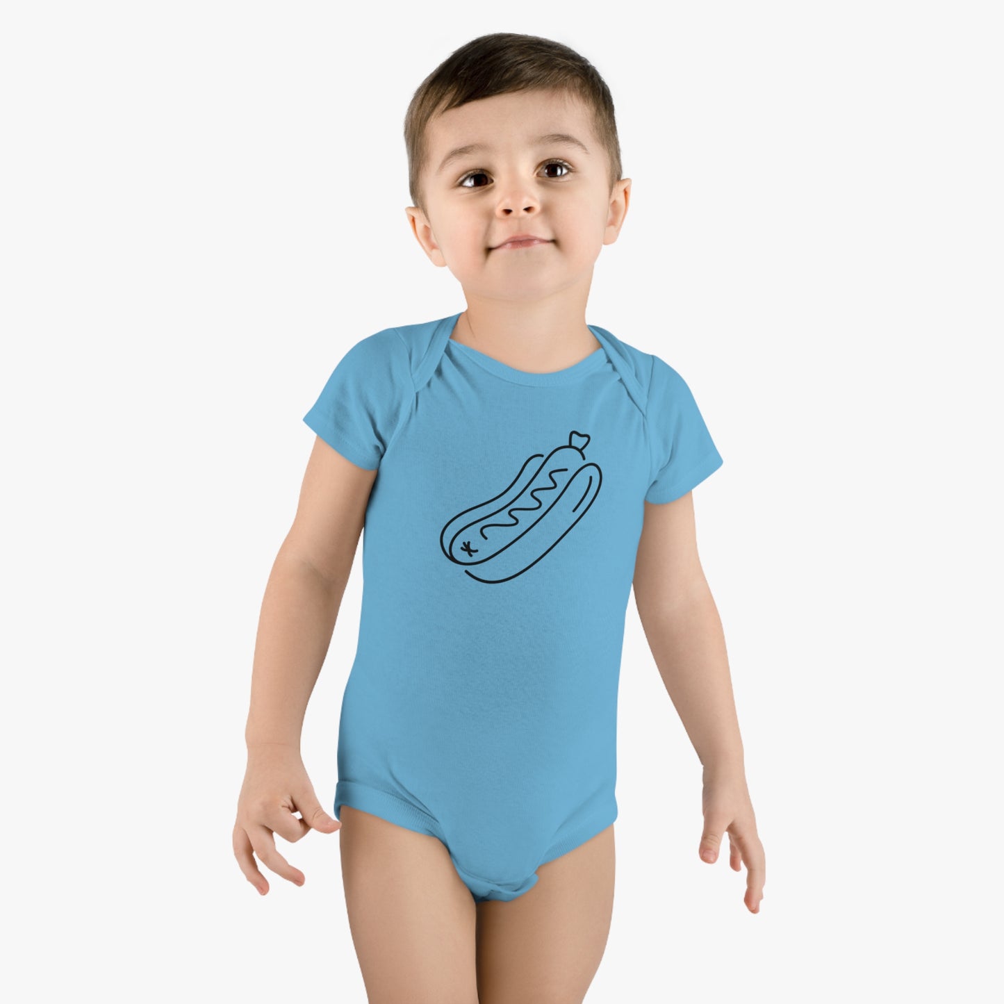 Tasty Hot Dog Print Baby Onesies