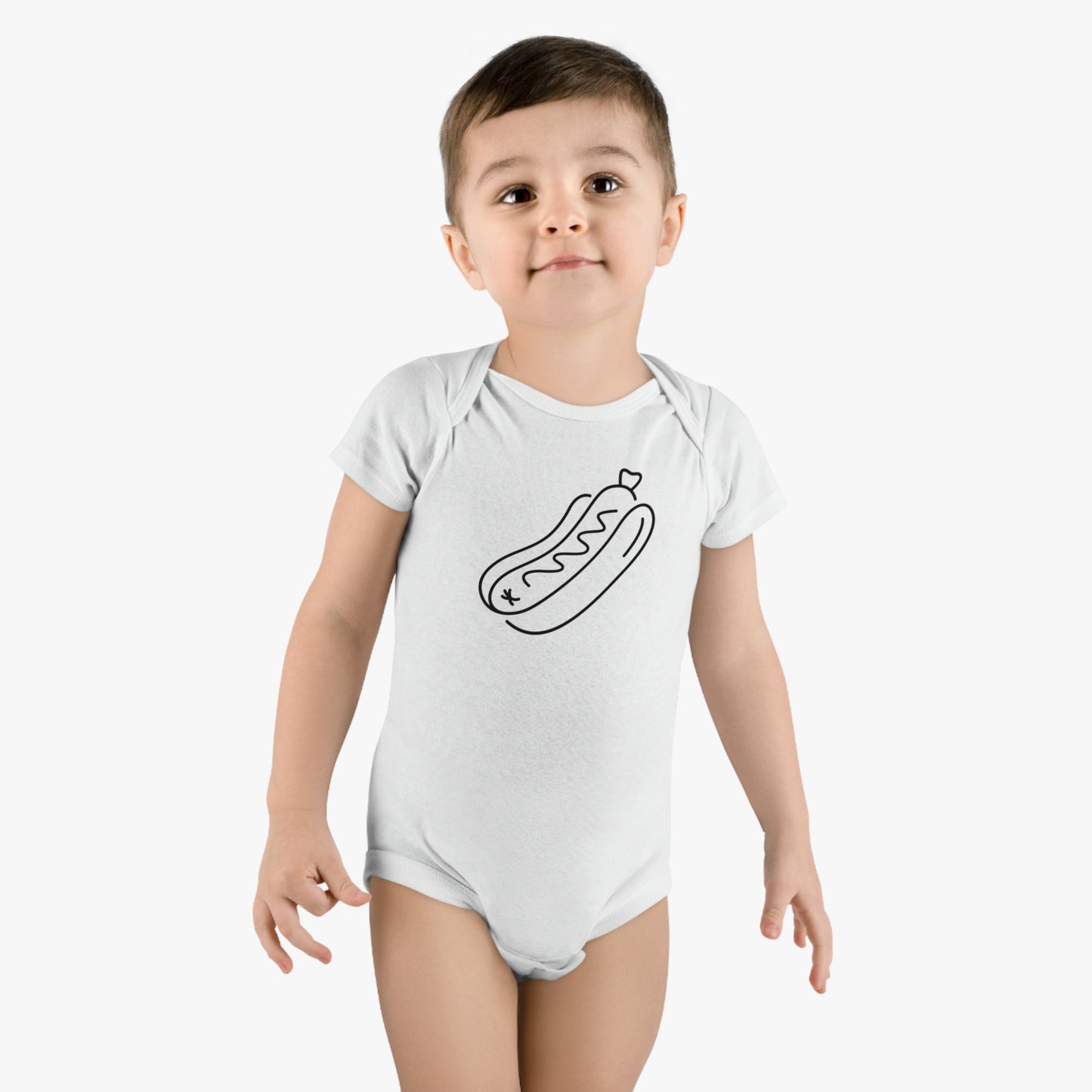Tasty Hot Dog Print Baby Onesies