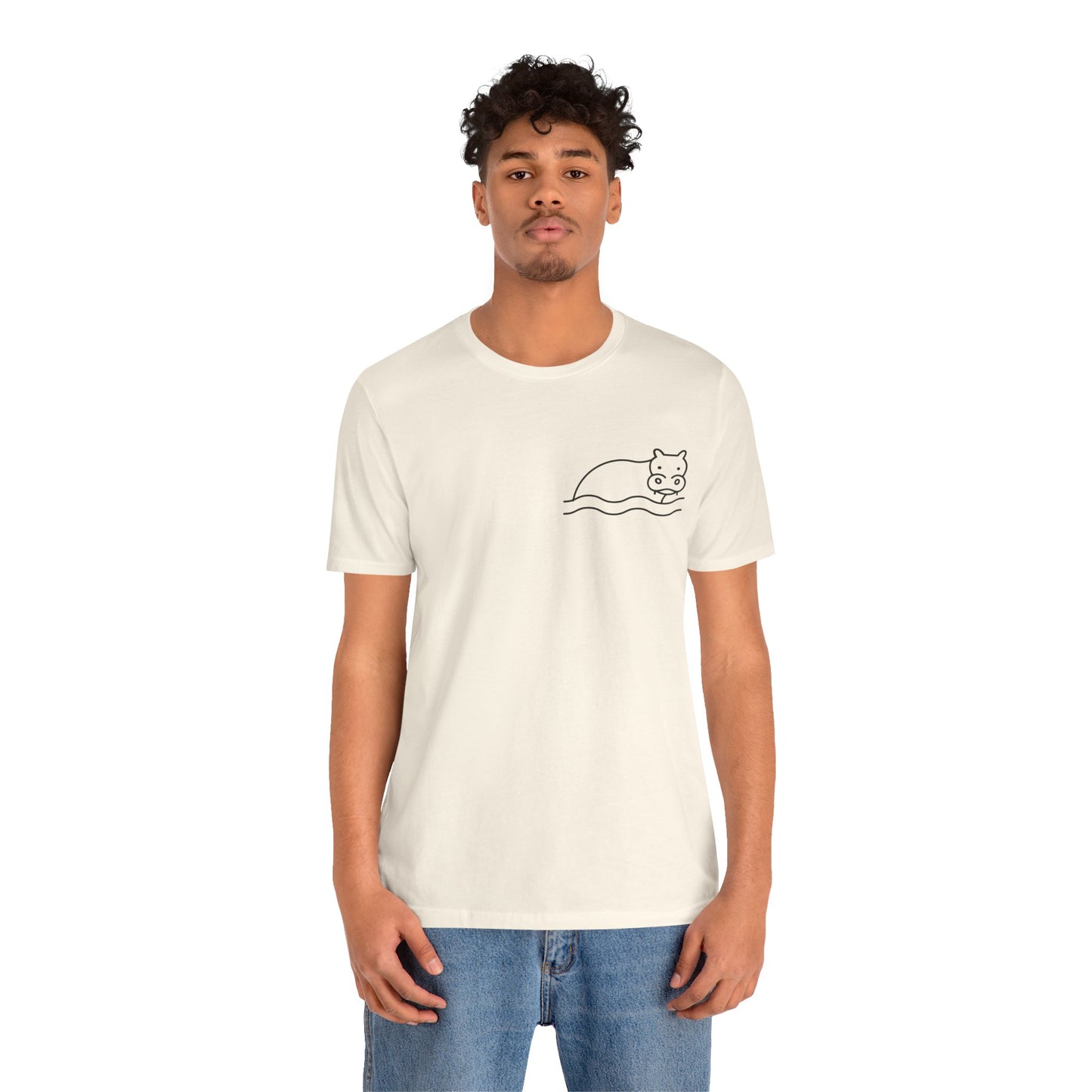 Hippo In Water Print Men & Women T-Shirt
