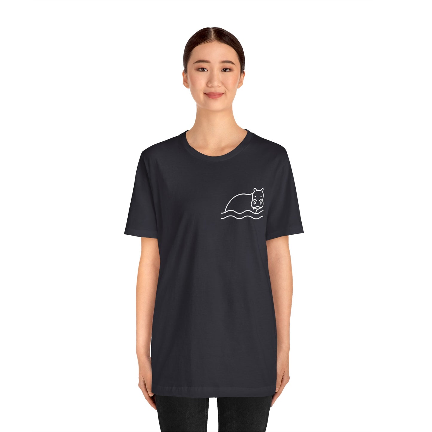 Hippo In Water Print Men & Women T-Shirt