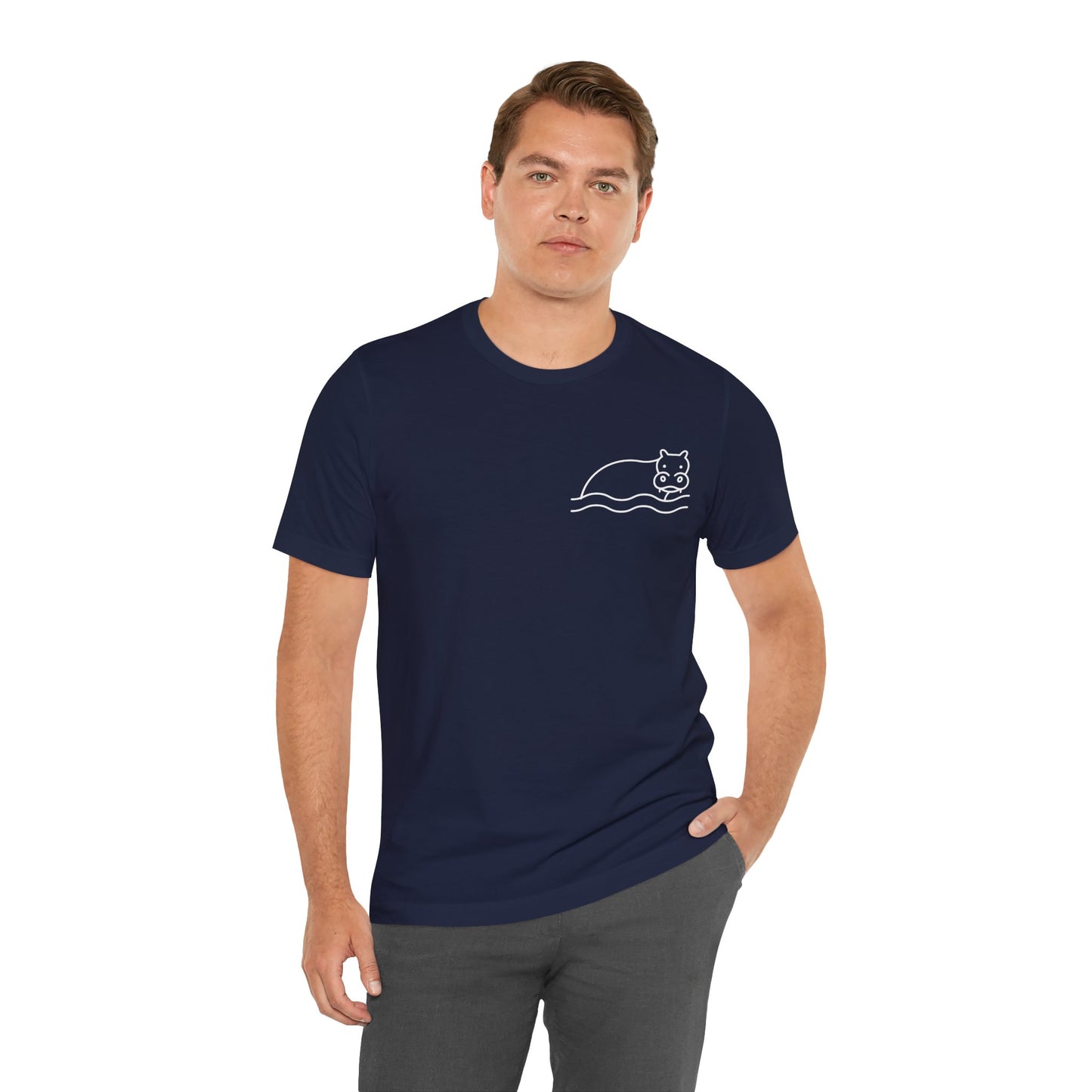 Hippo In Water Print Men & Women T-Shirt