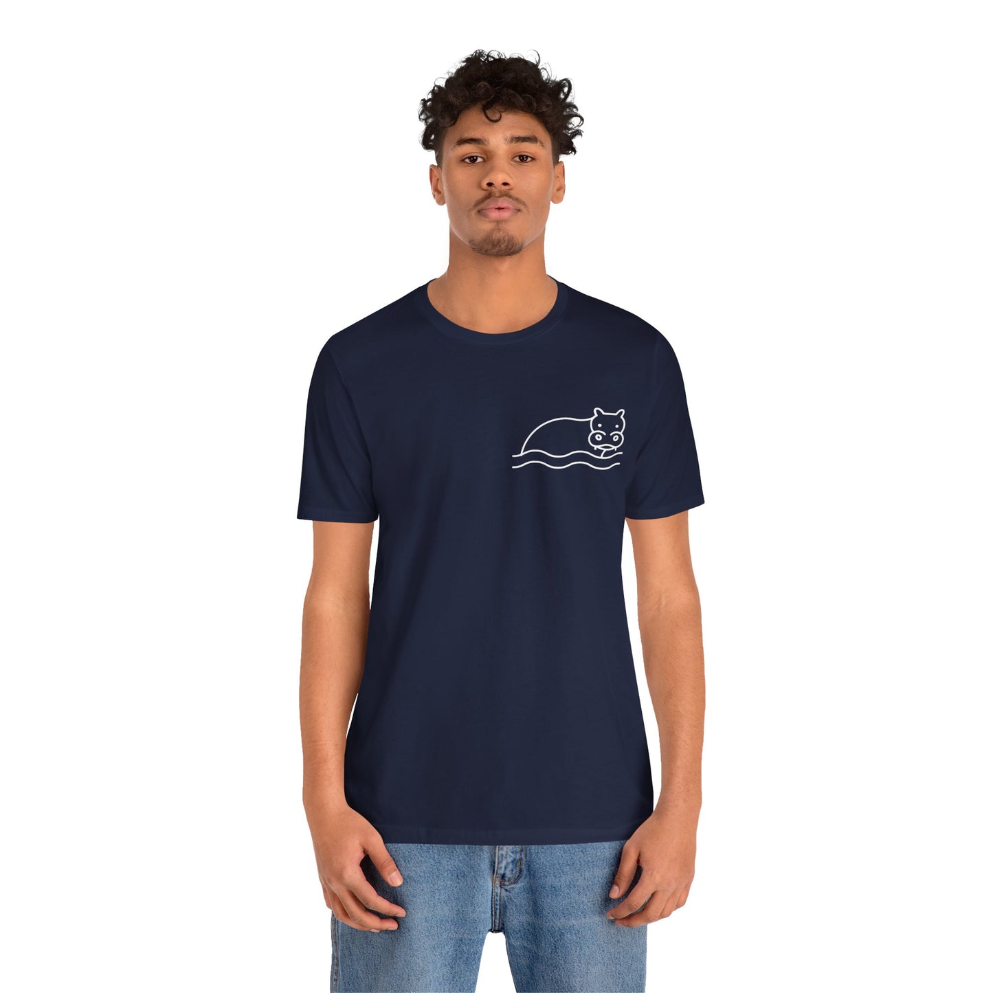 Hippo In Water Print Men & Women T-Shirt
