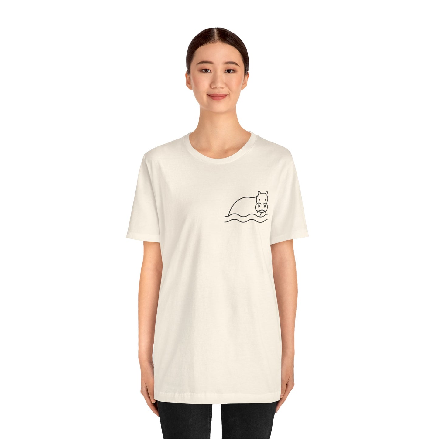 Hippo In Water Print Men & Women T-Shirt