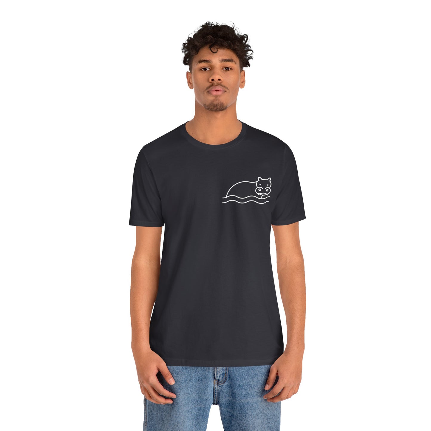 Hippo In Water Print Men & Women T-Shirt