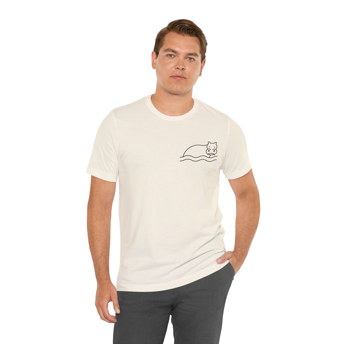 Hippo In Water Print Men & Women T-Shirt