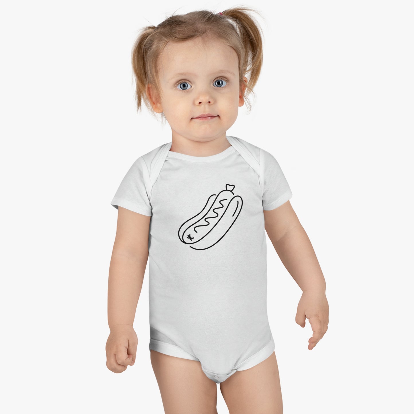 Tasty Hot Dog Print Baby Onesies