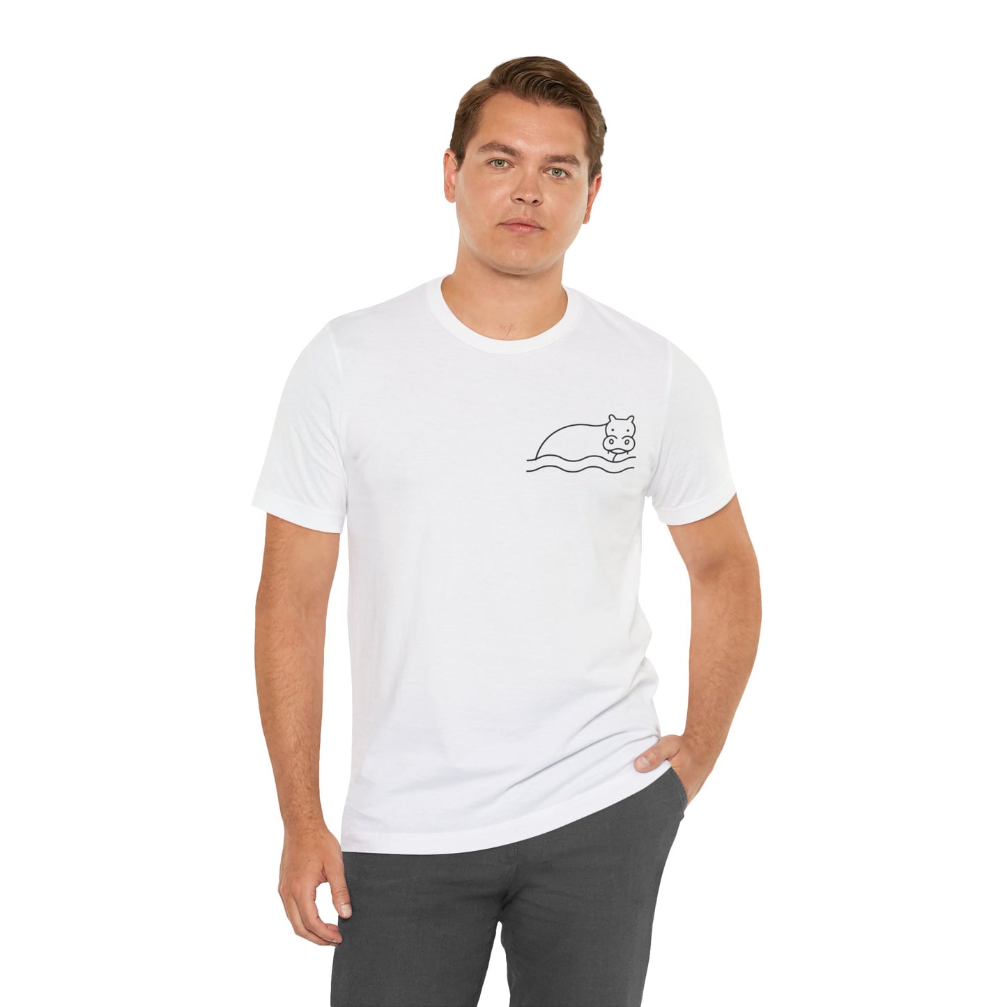 Hippo In Water Print Men & Women T-Shirt