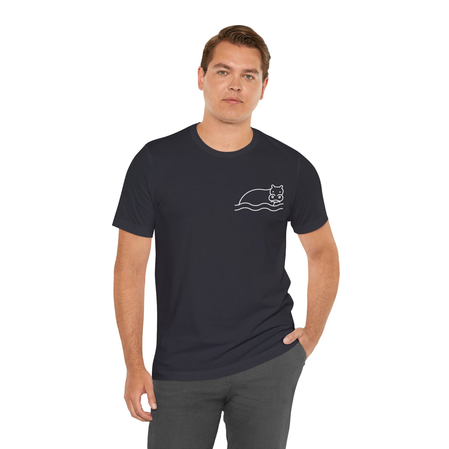 Hippo In Water Print Men & Women T-Shirt